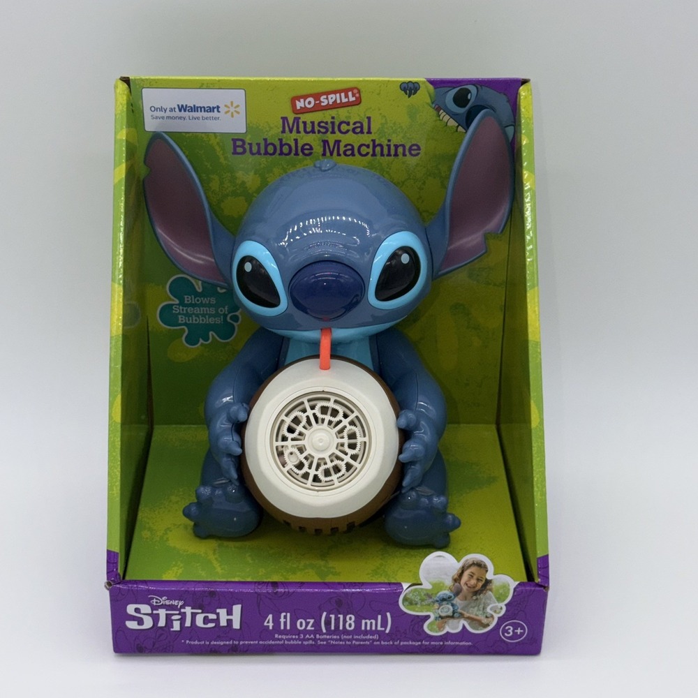 NEW Disney Stitch No-Spill Musical Bubble Machine